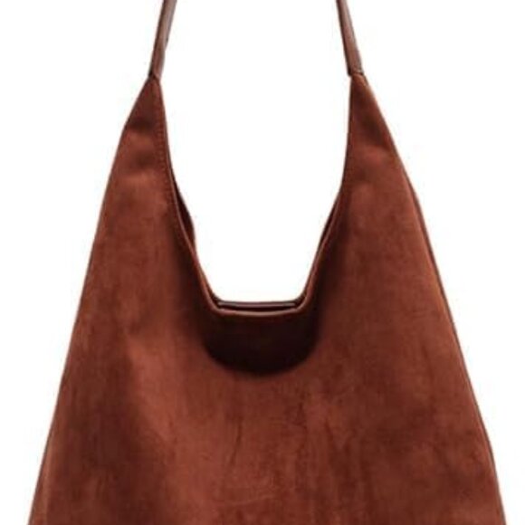 Handbags - Suede Hobo Bag Women Faux Leather Large Capacity Stylish Office Purse